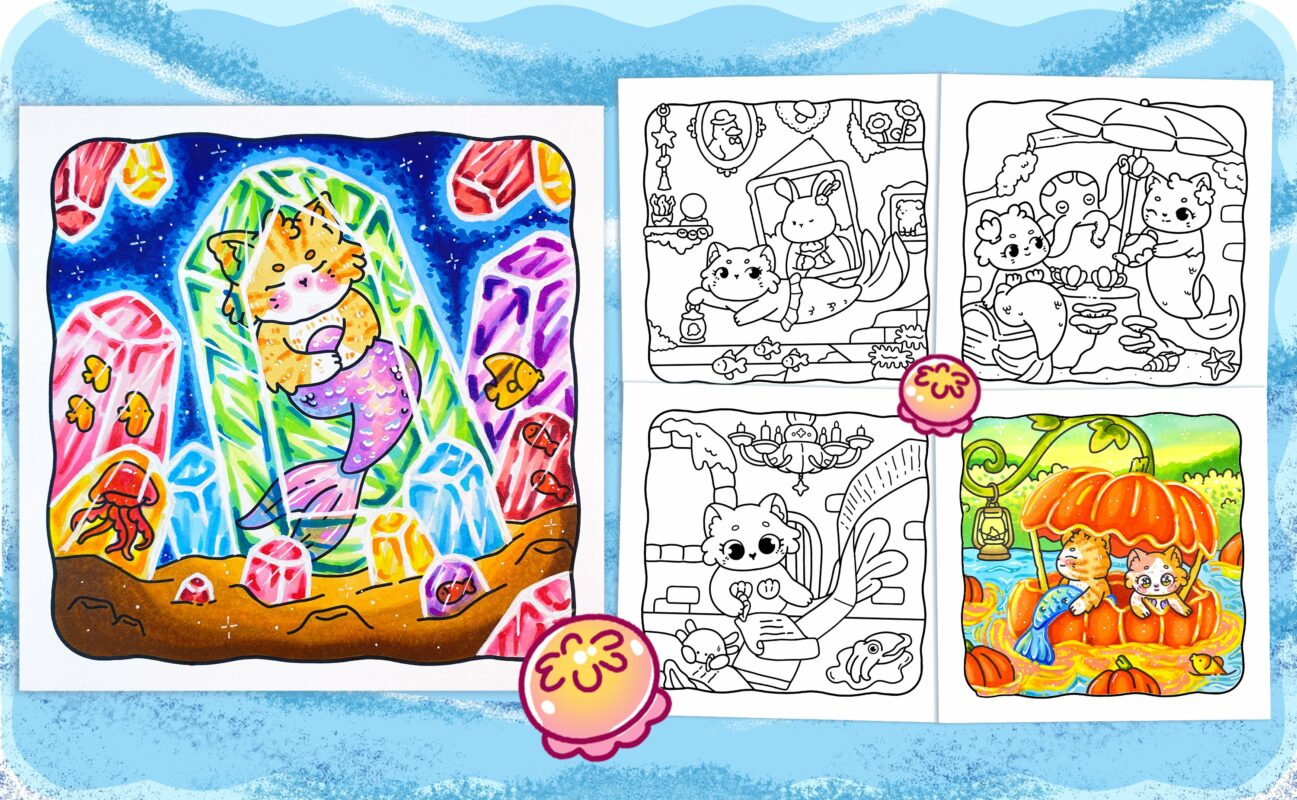 Little Meowmaid Coloring Book