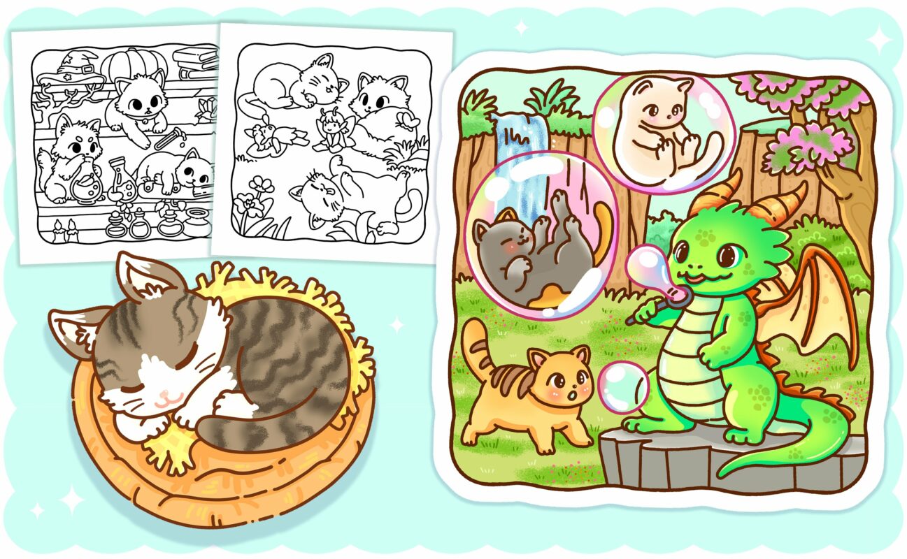 Cat World Coloring Book