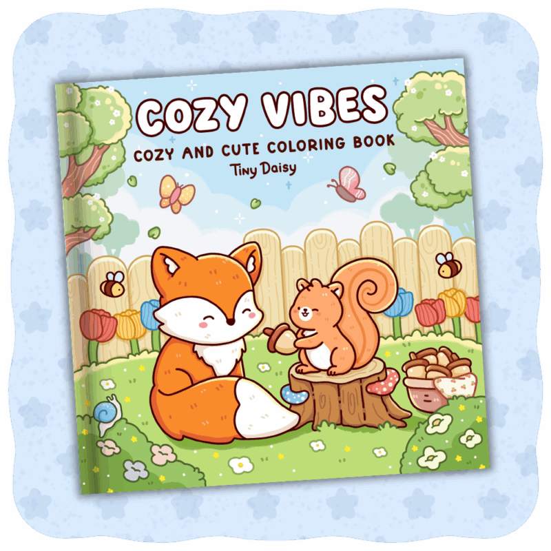 cozy coloring book for adults cute animal garden digital coloring book