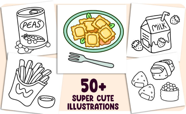 Food, Drinks & Treats Coloring Book