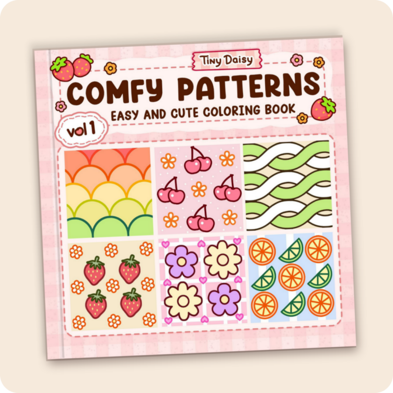 Comfy Patterns – Easy and Cute Tiny Daisy Patterns Coloring Book for All Ages (Vol. 1 - Cover Version 2)