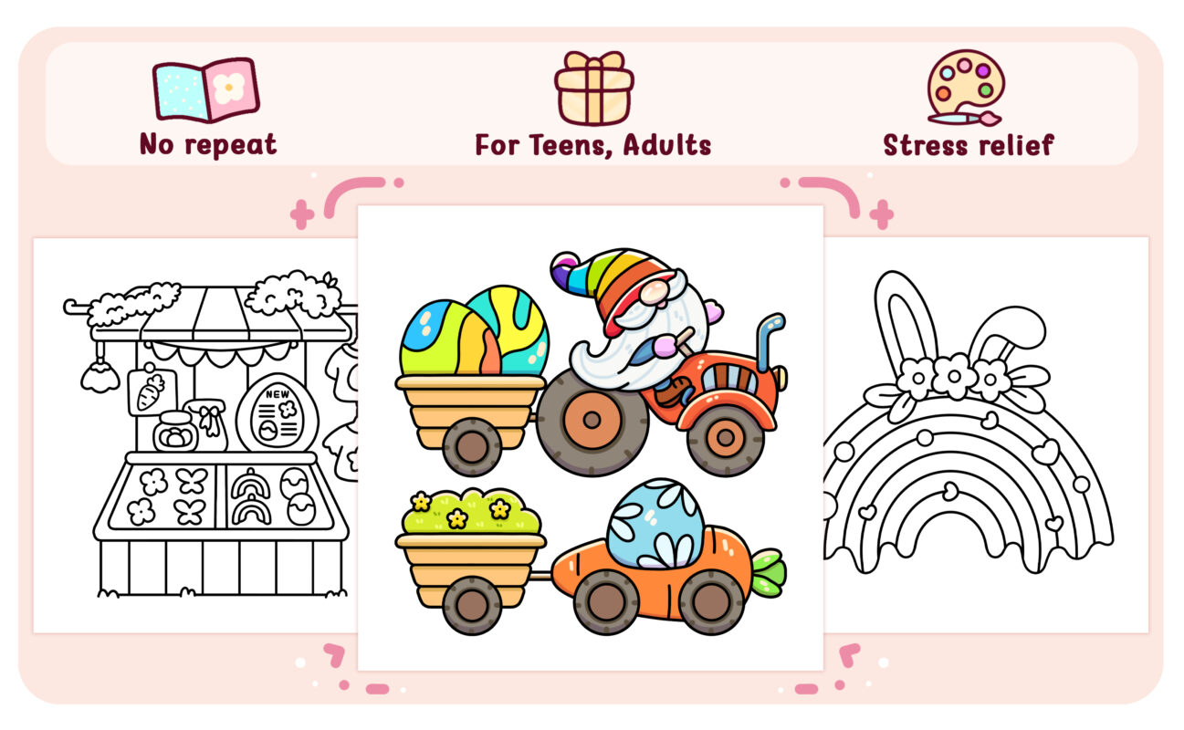 Spring Time - pink Coloring Book