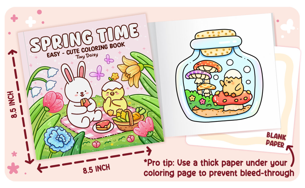 Spring Time - pink Coloring Book