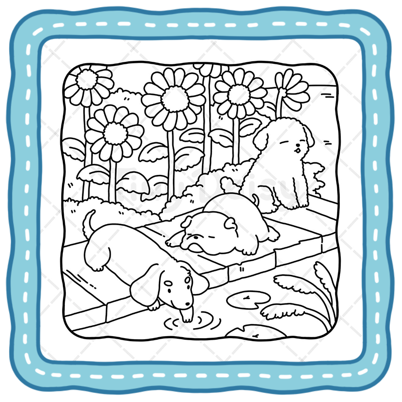 3 Dogs Coloring Book – 45 Adorable & Cozy Cottage Puppy Adventures