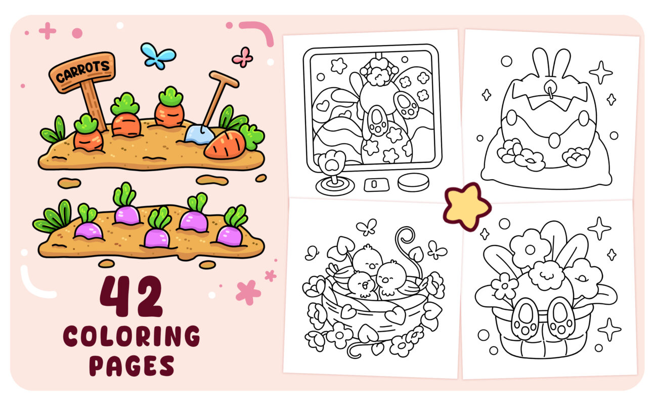 Spring Time - pink Coloring Book