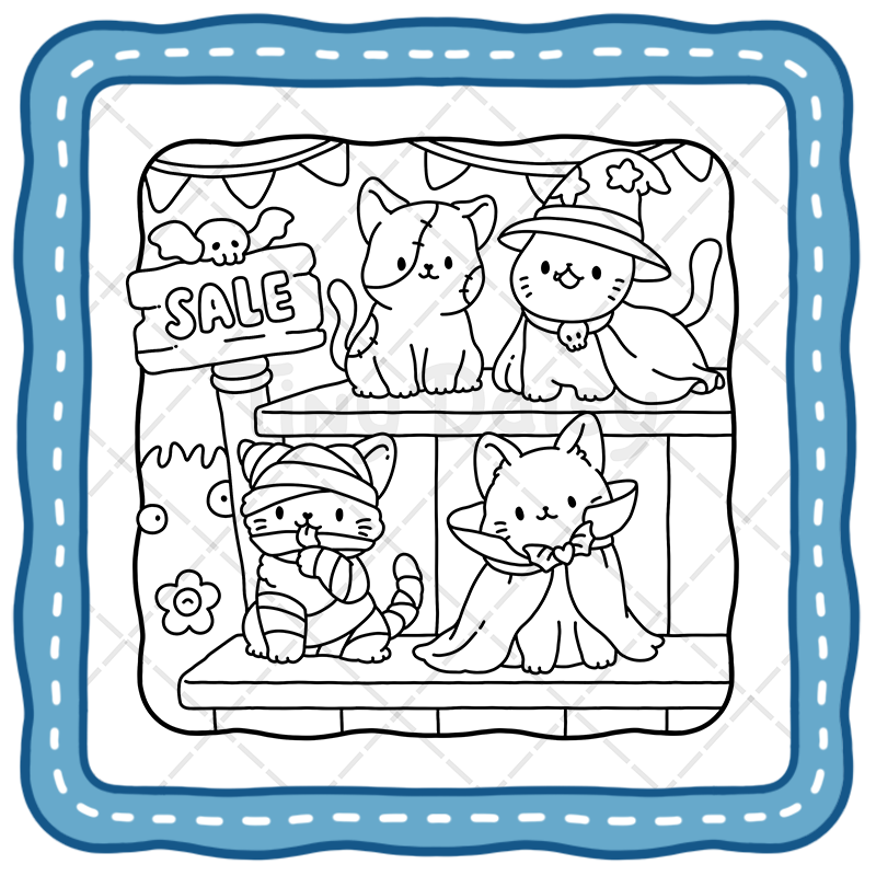 4 Cat Halloween Coloring Book – Meowlloween: 45 Adorable & Spooky Cats