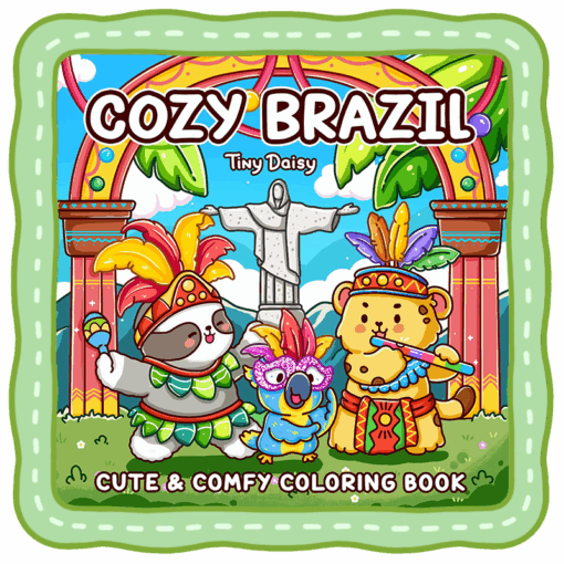 brazil coloring book cute carnival animal scene