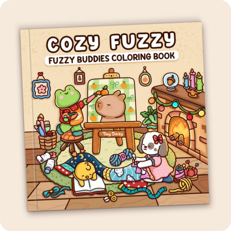 Cozy Fuzzy – Tiny Daisy Fuzzy Buddies Coloring Book for All Ages (Cozy Buddies Cover Version 2)