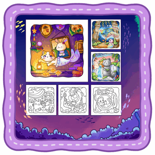 Little Meowmaid Coloring Book