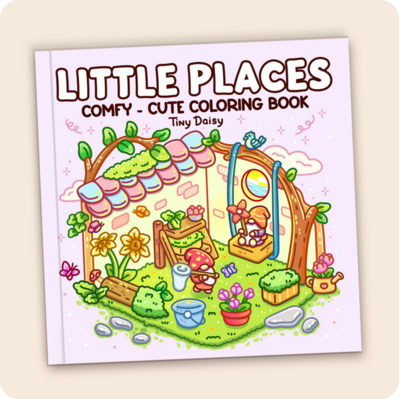 Little Places – Comfy and Cute Tiny Daisy Coloring Book for All Ages