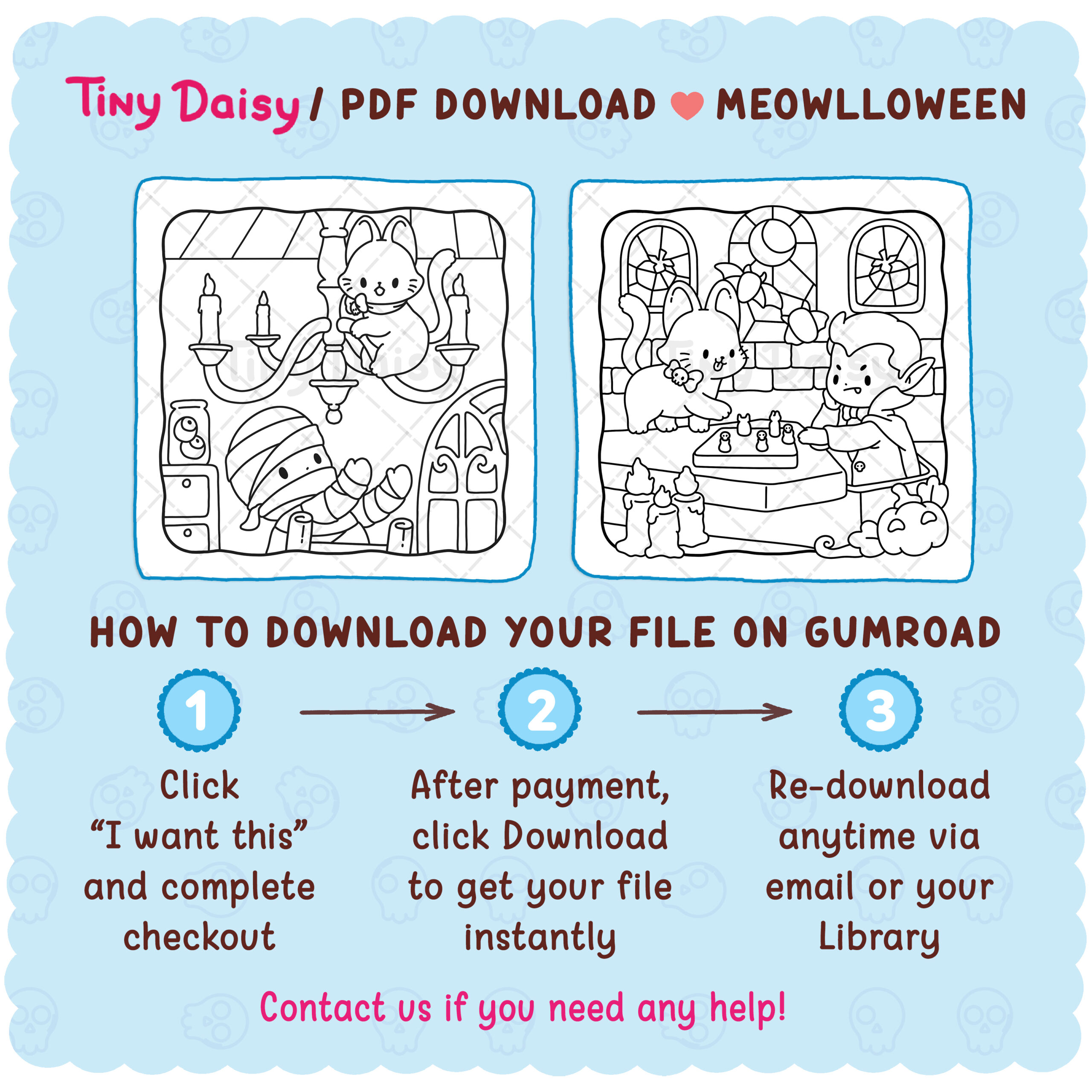 Set 1.2 Set 1 : Meowlloween (10 Digital Coloring)