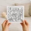 Cosy Bear Fireplace Christmas DIY Colouring Card