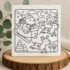 Santa Capybara Sleigh Christmas DIY Colouring Card