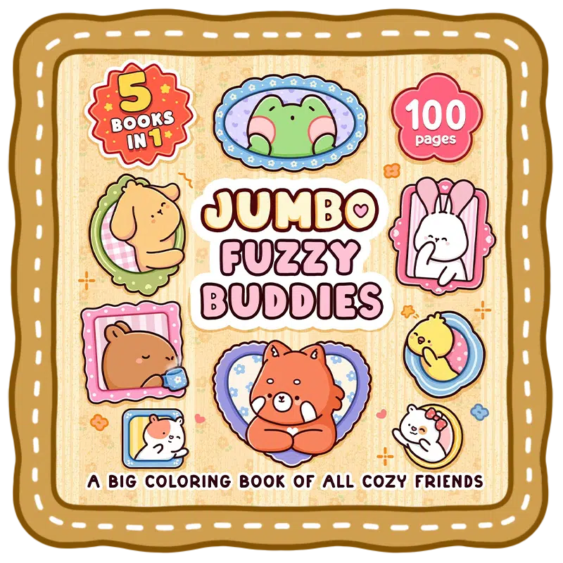 jumbo fuzzy buddies coloring book