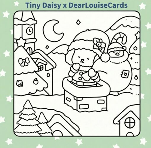 Santa's Helper Rooftop Christmas DIY Colouring Card