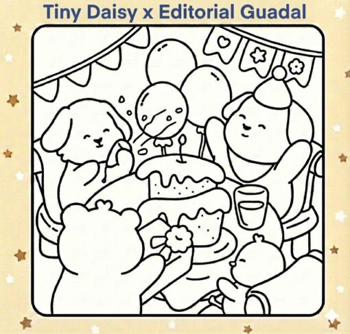 Animal Birthday Party DIY Colouring Card