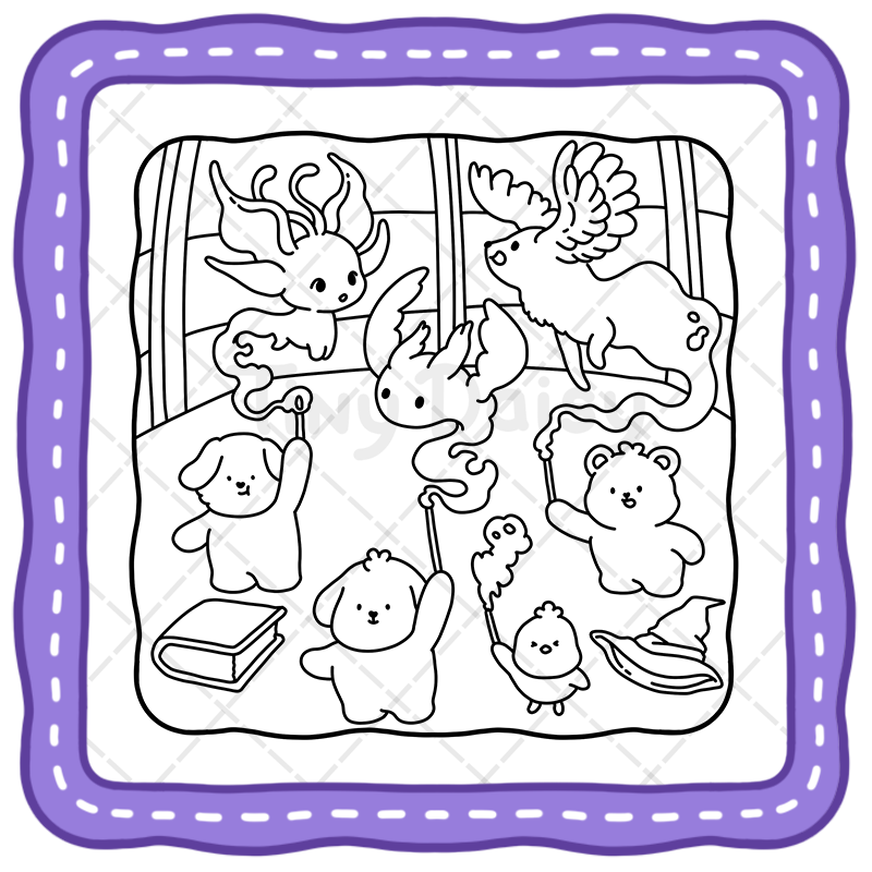 4 Fantasy Coloring Book – 45 Magical Cozy Wizard School Pages