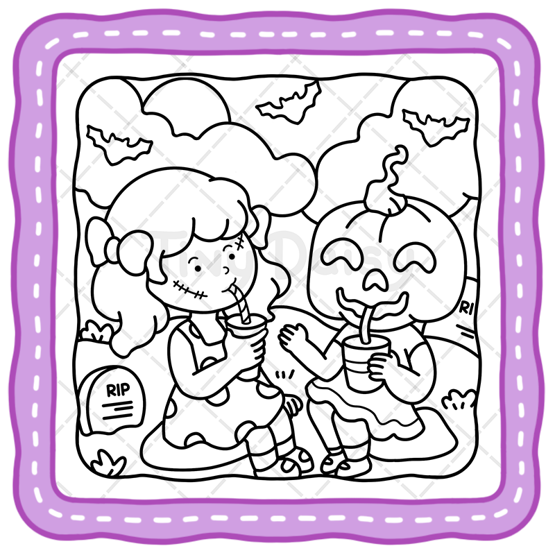 5 Spooky Buddies - Tiny Daisy Cute & Spooky Buddies Coloring Book for Adults
