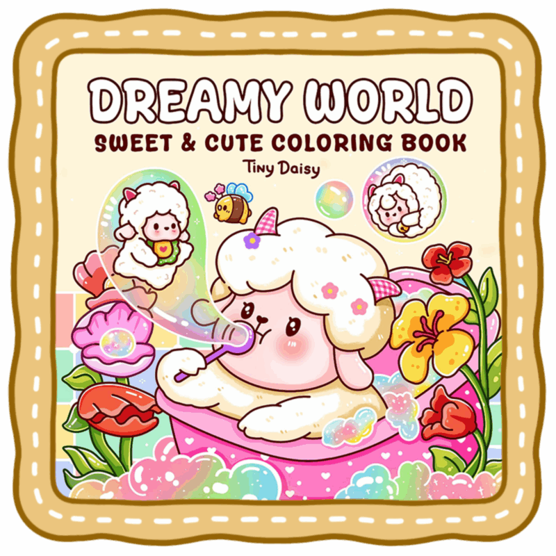 fantasy animal coloring book cute fluffy sheep magical dreamy world