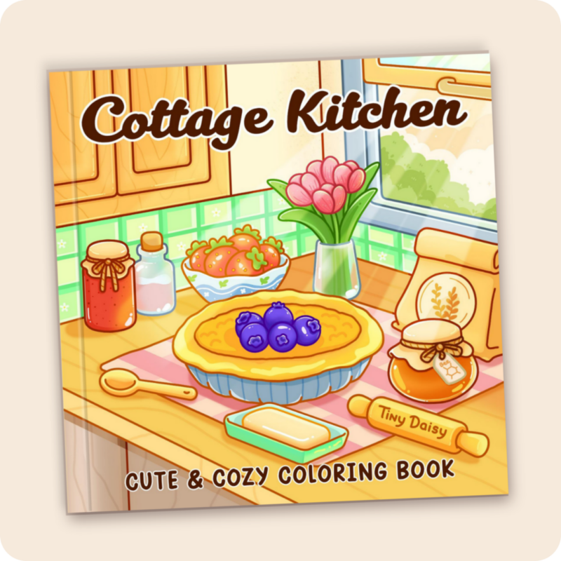 Cottage Kitchen – Tiny Daisy Cozy and Cute Bold and Easy Food and Drink Coloring Book for Kids and Adults