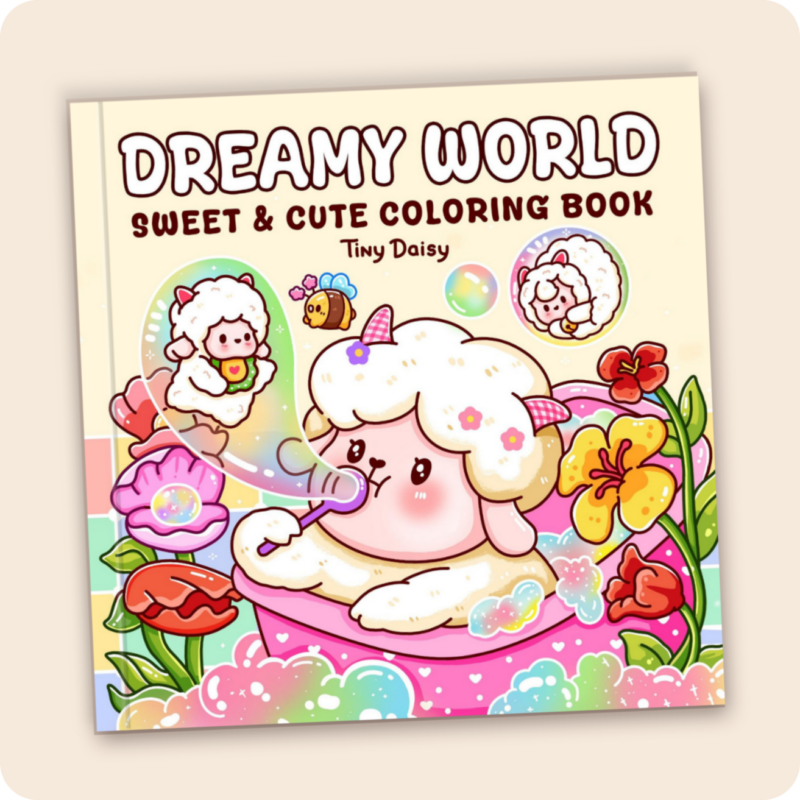 Fluffy Days - Tiny Daisy Fantasy Animals Coloring Book for Adults