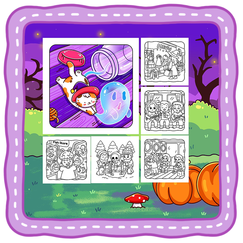Spooky Days Back Cover Spooky Buddies - Tiny Daisy Cute & Spooky Buddies Coloring Book for Adults