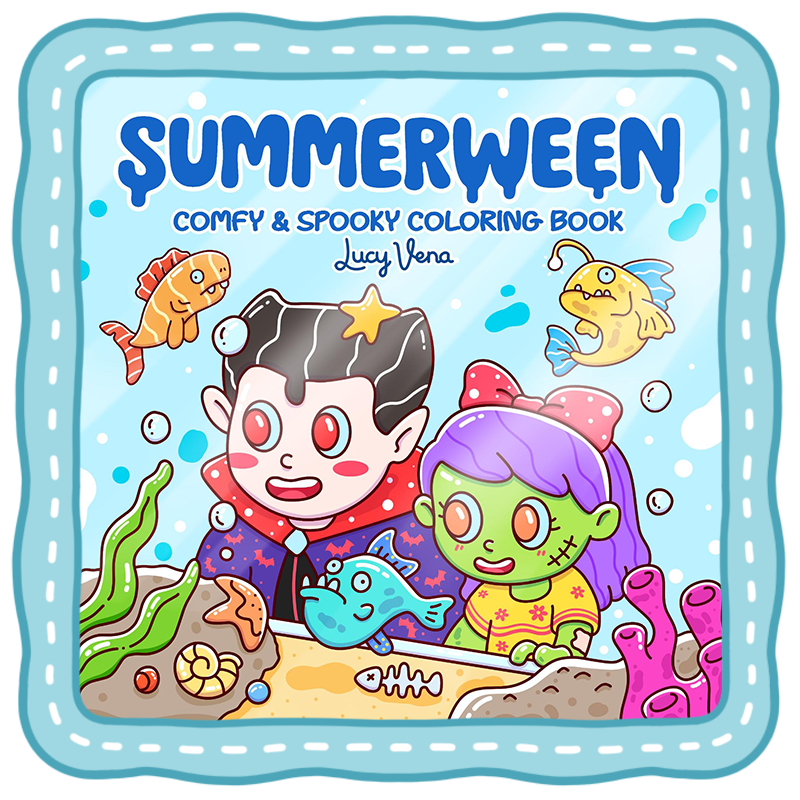 spooky summer coloring book cute ghosts at the beach summerween