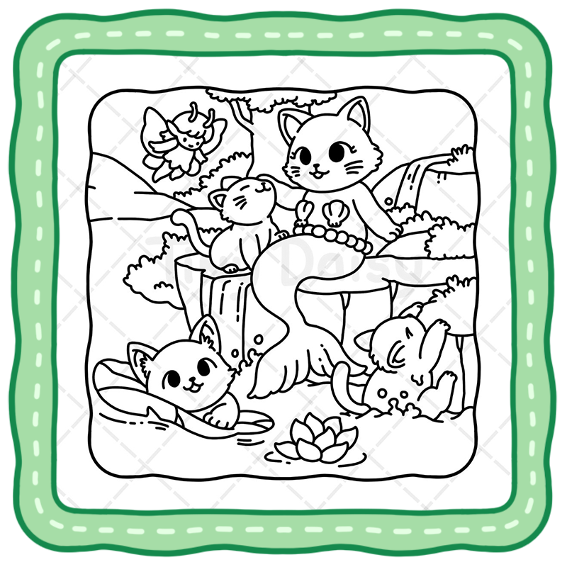 1 Meowland – Magical & Cute Cats Tiny Daisy Coloring Book for All Ages