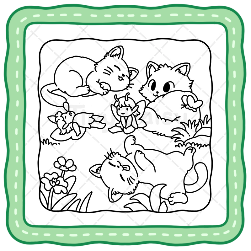 3 Meowland – Magical & Cute Cats Tiny Daisy Coloring Book for All Ages