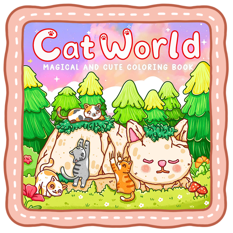 Cat World Cover Meowland – Magical & Cute Cats Tiny Daisy Coloring Book for All Ages