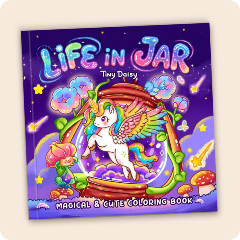 Jar Life – Tiny Daisy Fantasy Coloring Book for Adults & Women (Life in Jar Cover Version 2)
