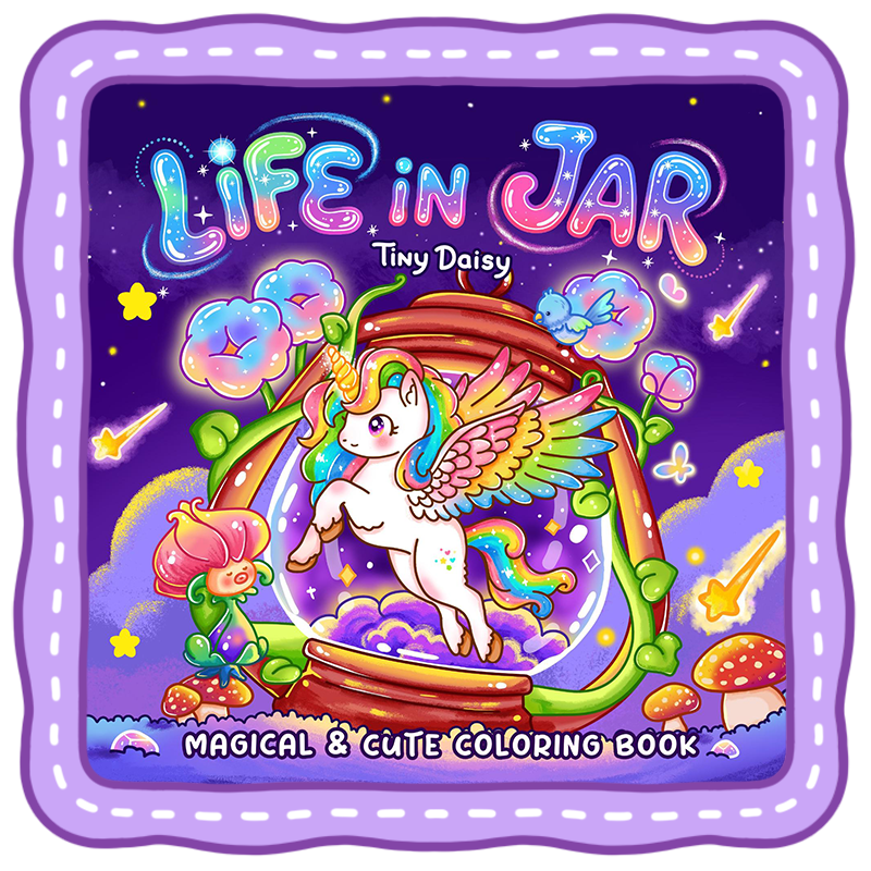 fantasy coloring book jar life magical world illustration