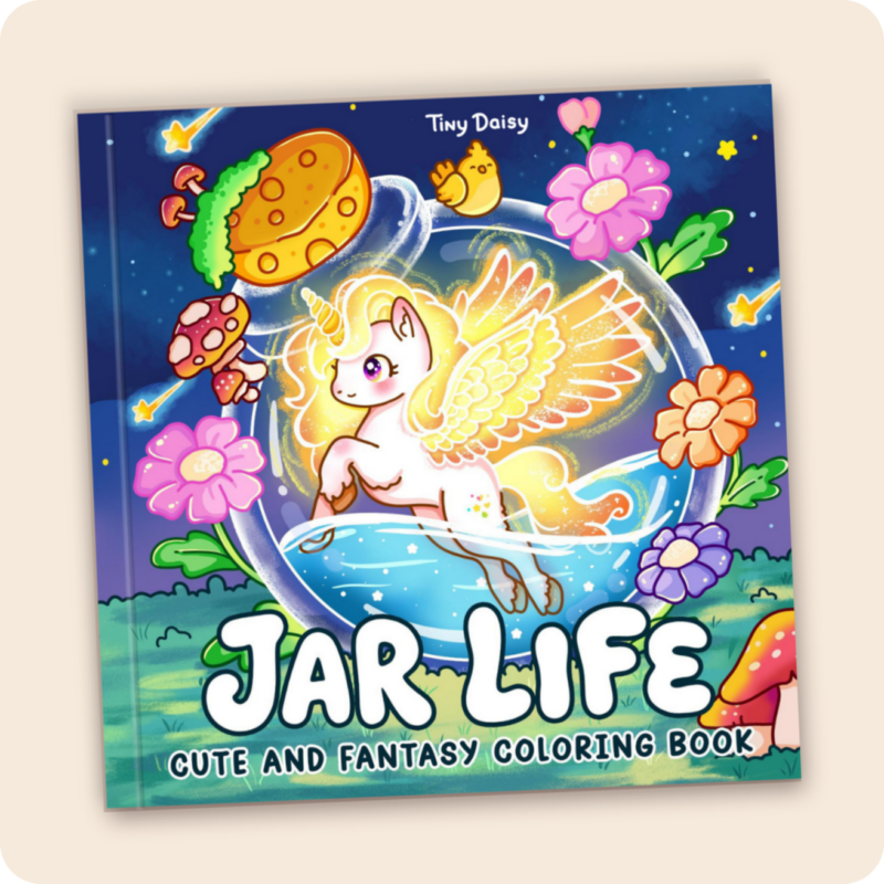 Jar Life – Tiny Daisy Fantasy Coloring Book for Adults & Women (Life in Jar Cover Version 2)