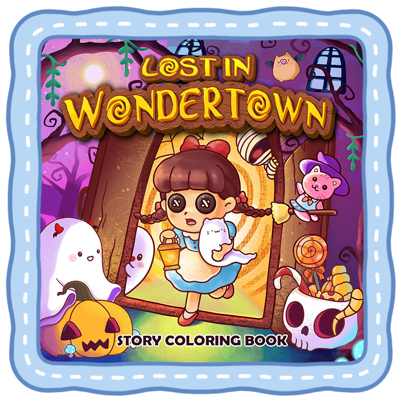 story coloring book cute spooky wondertown page