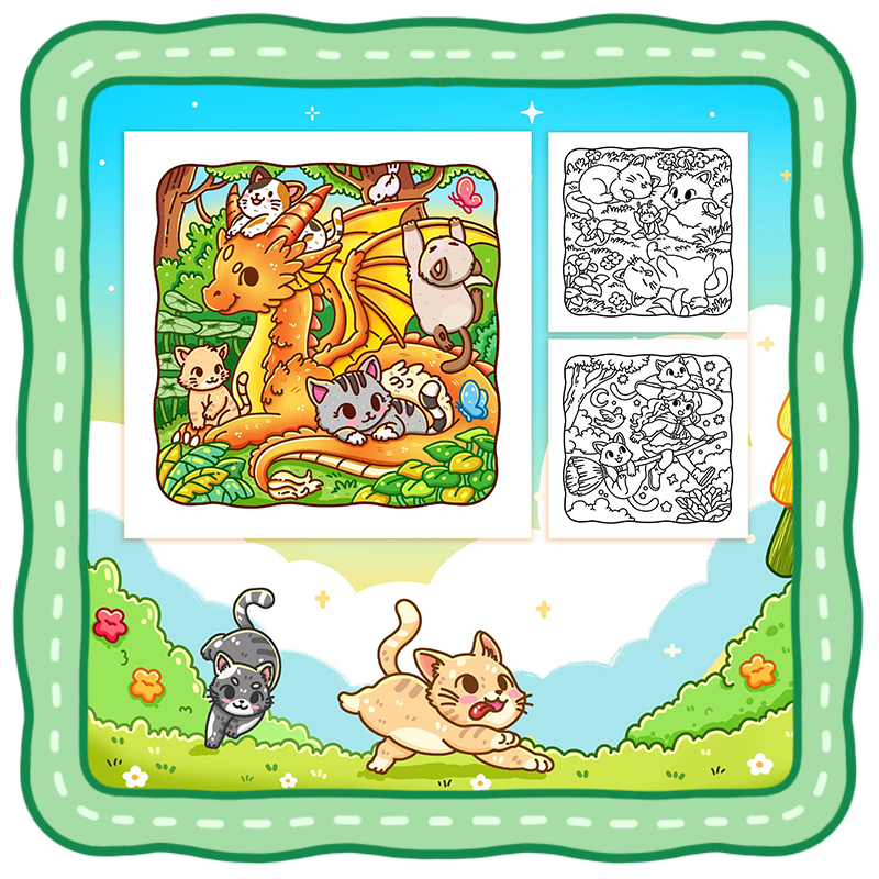 Meowland Back Cover Meowland – Magical & Cute Cats Tiny Daisy Coloring Book for All Ages