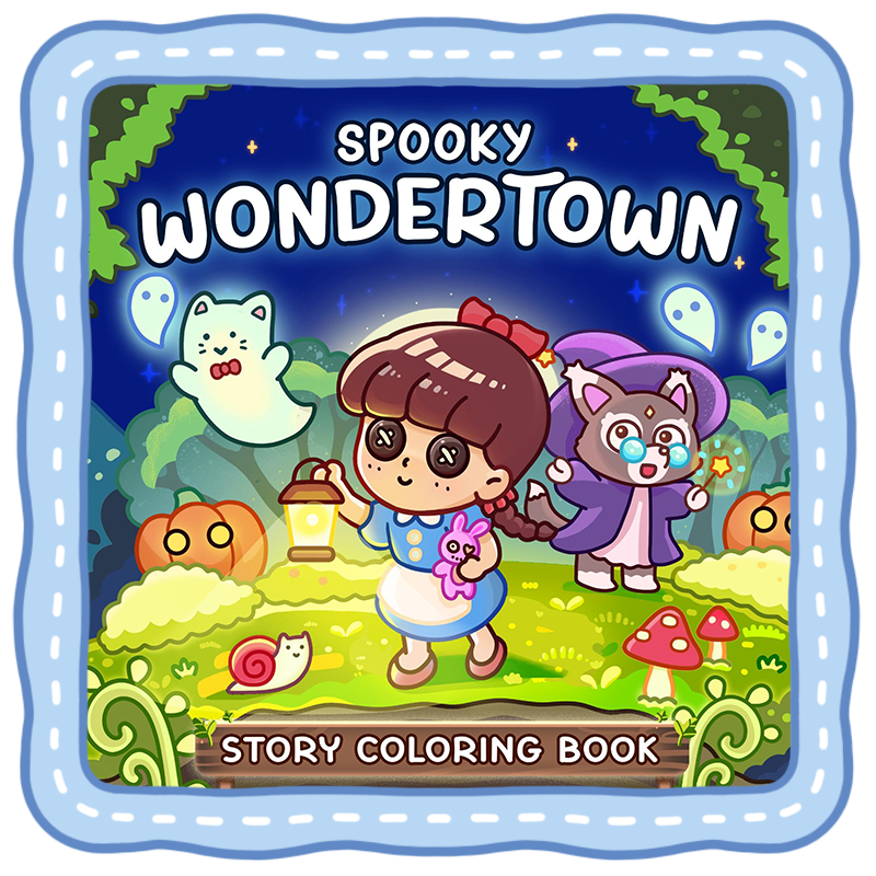 Spooky Wondertown Cover Lost in Wondertown - Tiny Daisy Spooky Story Coloring Book for All Ages