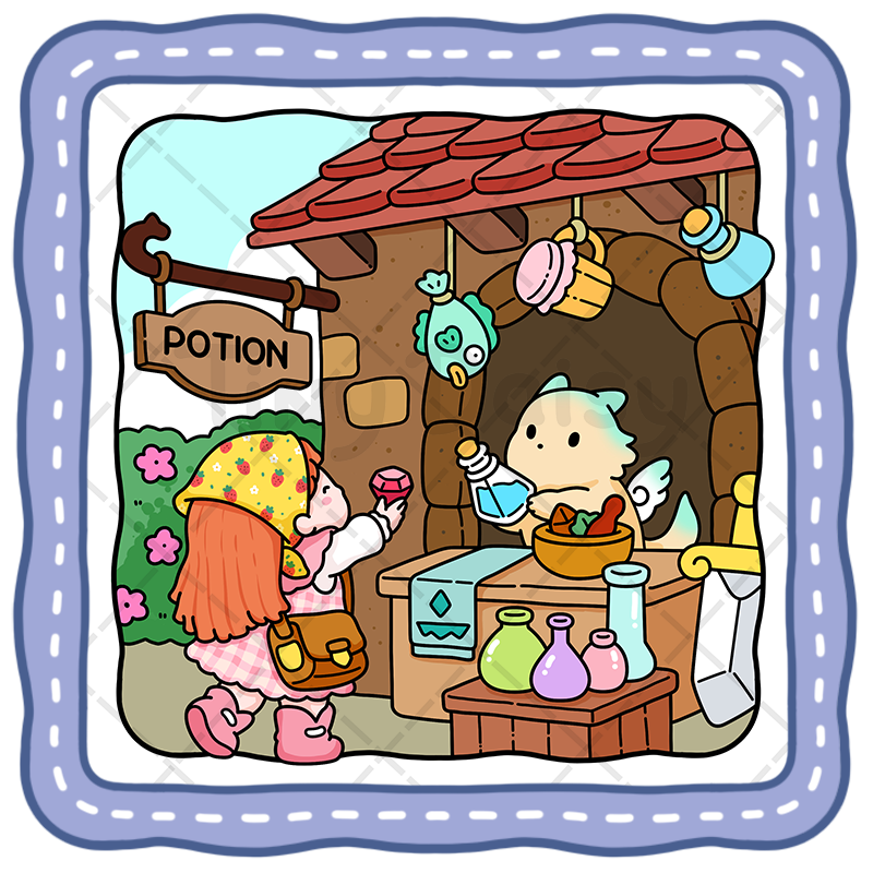 8 Tiny Tales – Cozy Fantasy Story Coloring Book (Cover Version 1: Daylight Magic, Size 8.5 x 8.5 inches)