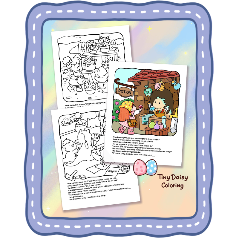 back cover Tiny Tales – Cozy Dragon & Magical Moments Tiny Daisy Coloring Book & Story