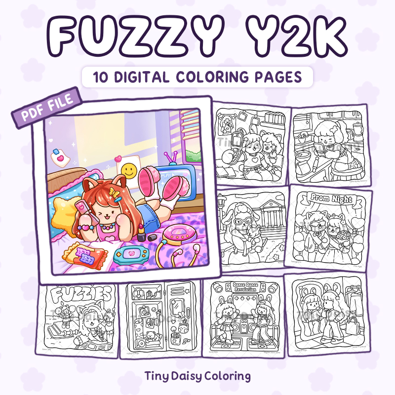 Fuzzy Y2K – Mini Digital Coloring Set