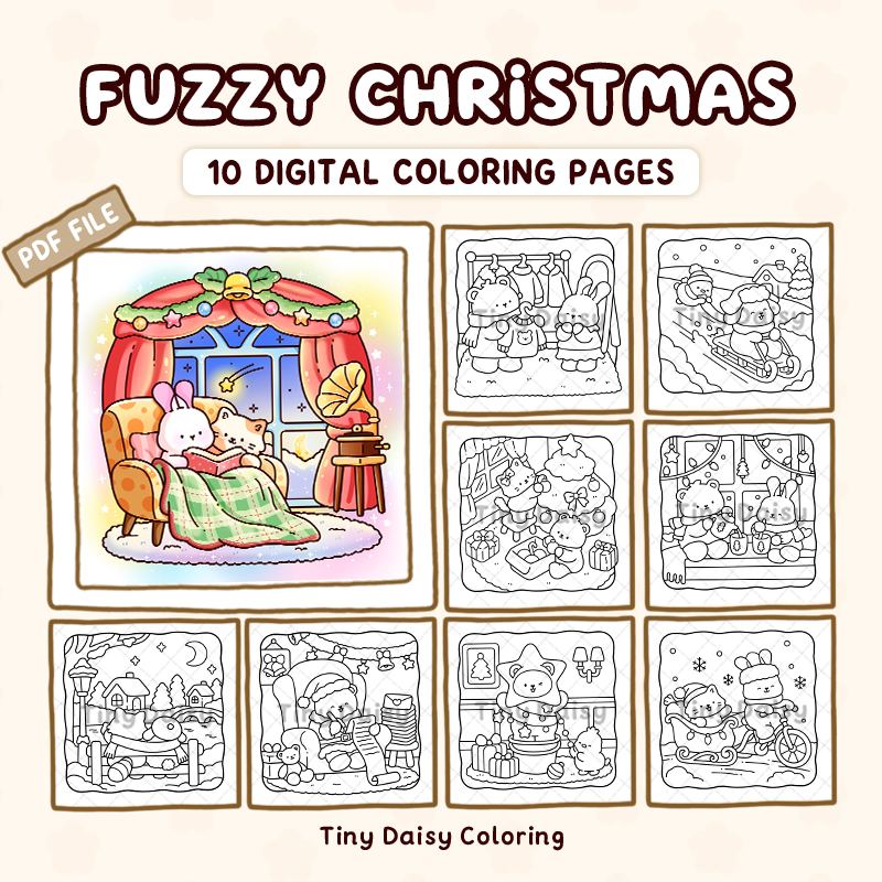 Fuzzy Christmas – Mini Digital Coloring Set