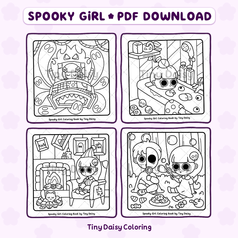 Spooky Girl – Mini Digital Coloring Set - Image 3