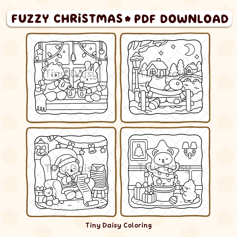 Fuzzy Christmas – Mini Digital Coloring Set - Image 3