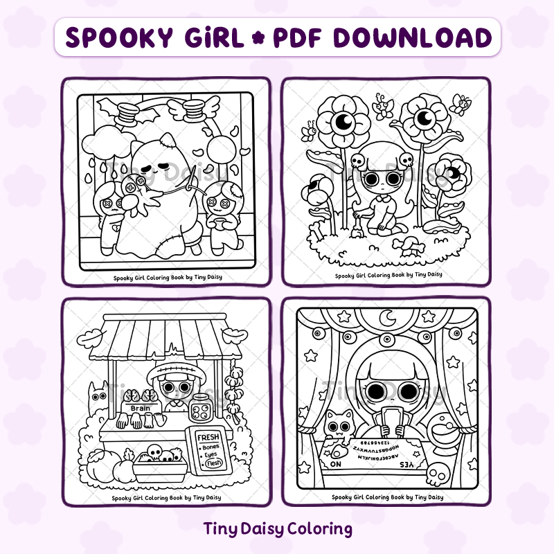 Spooky Girl – Mini Digital Coloring Set - Image 2